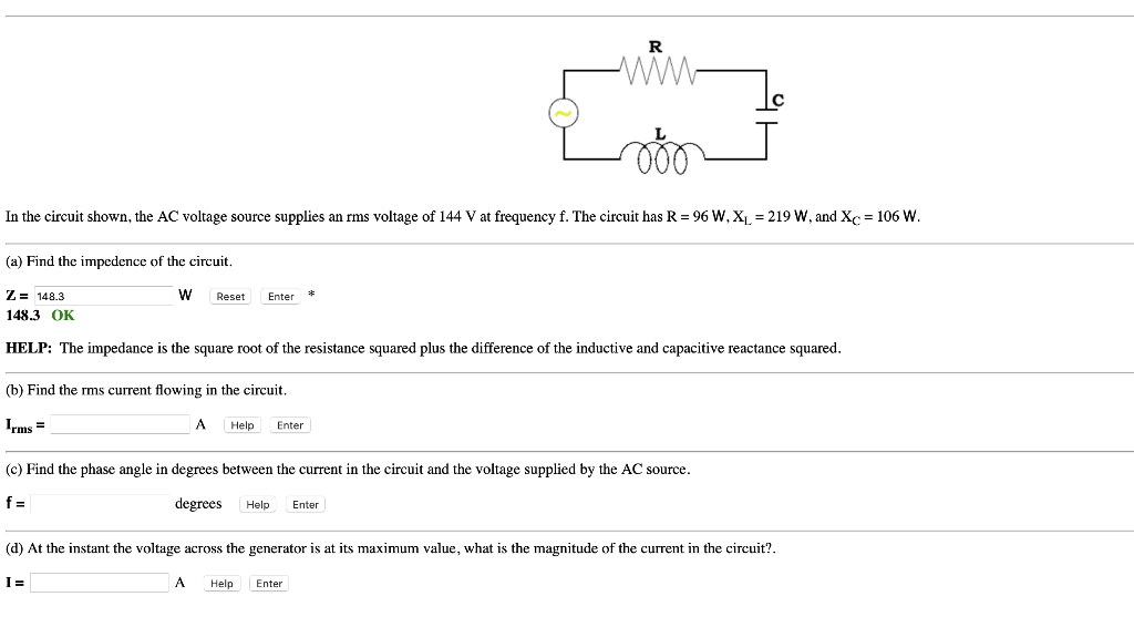 Solved In The Circuit Shown The Ac Voltage Source Suppli Chegg Com