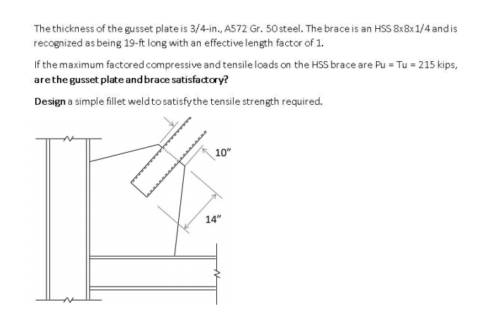 The thickness of the gusset plate is 3/4-in., A572 | Chegg.com