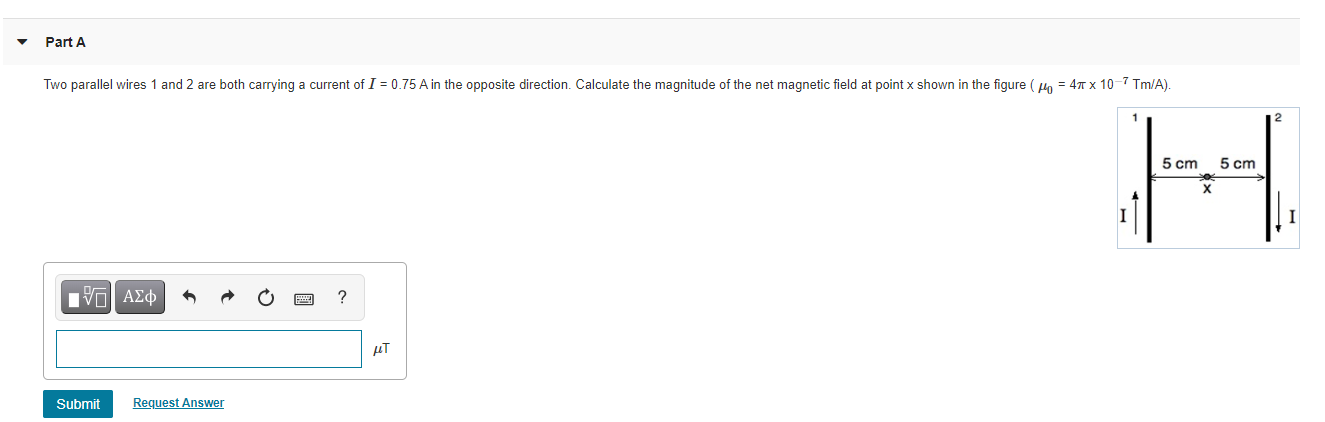 Solved Part A Two parallel wires 1 and 2 are both carrying a | Chegg.com