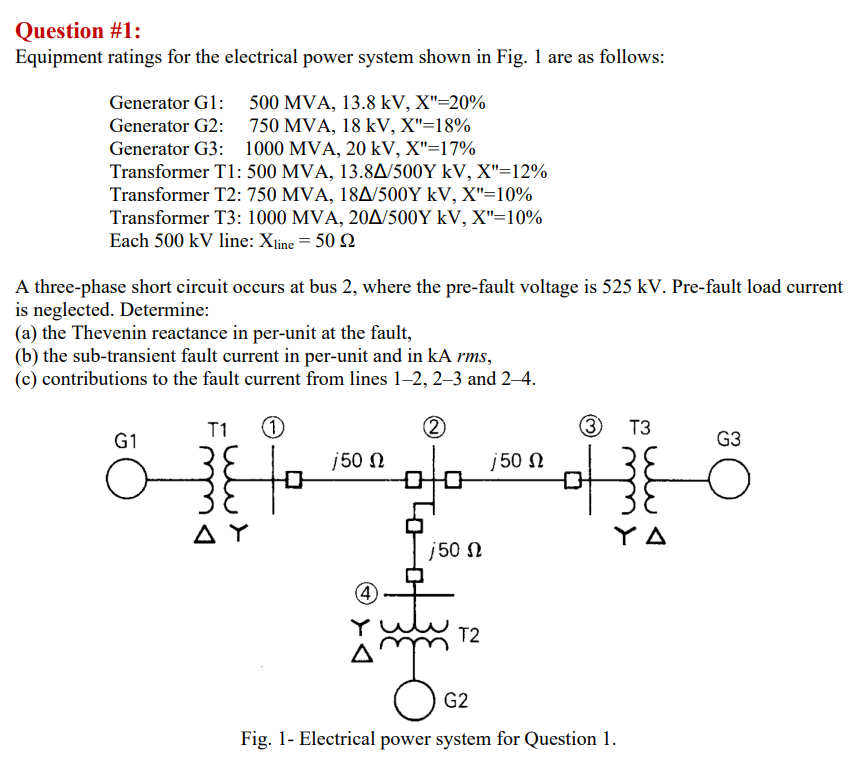 Solved Question #1: Equipment ratings for the electrical | Chegg.com