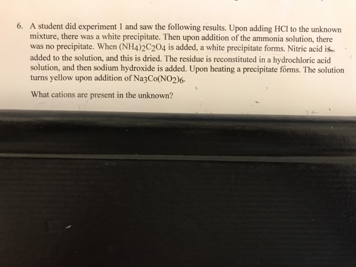 Solved A student did experiment 1 and saw the following | Chegg.com