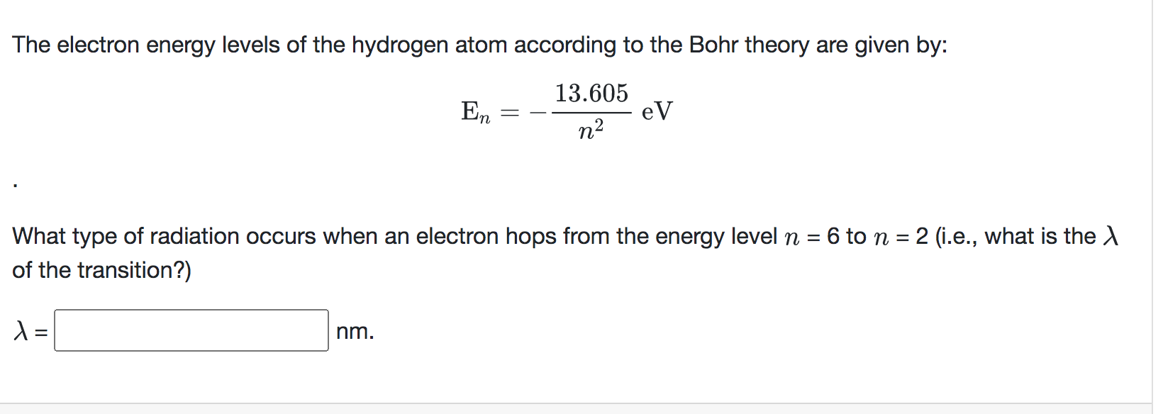Solved The electron energy levels of the hydrogen atom | Chegg.com