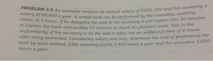 Solved PROBLEM 3 5 An Executive Receives An Annual Salary Of Chegg