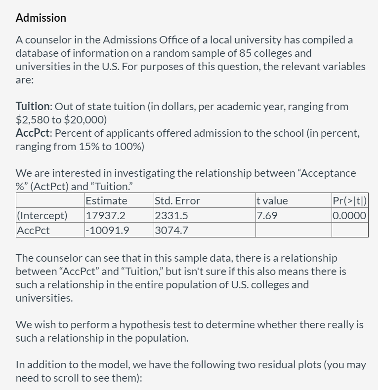 Solved Admission A counselor in the Admissions Office of a | Chegg.com