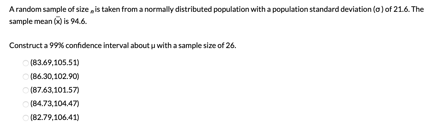 Solved a A random sample of size n is taken from a normally | Chegg.com