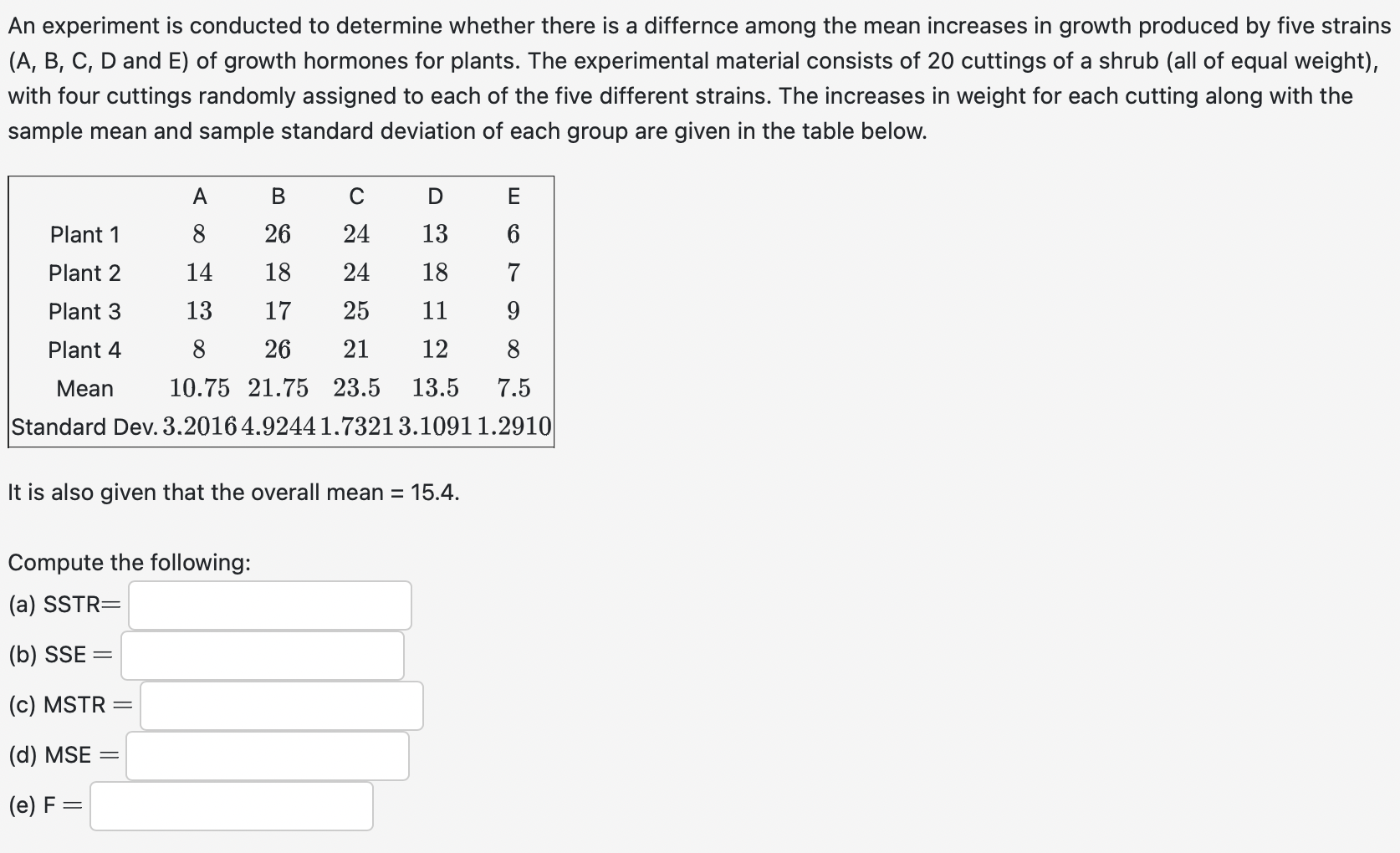 Solved An experiment is conducted to determine whether there | Chegg.com