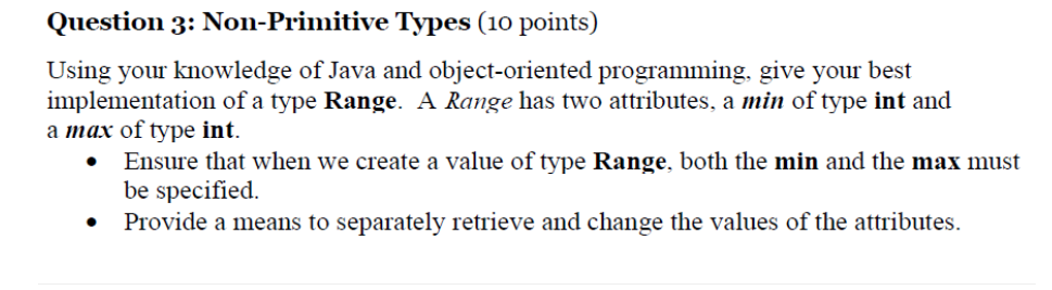 Solved Question 3: Non-Primitive Types (10 points) Using | Chegg.com