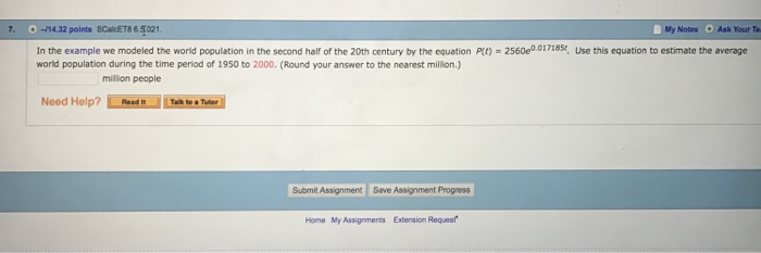 Solved In the example we modeled the world population in the | Chegg.com