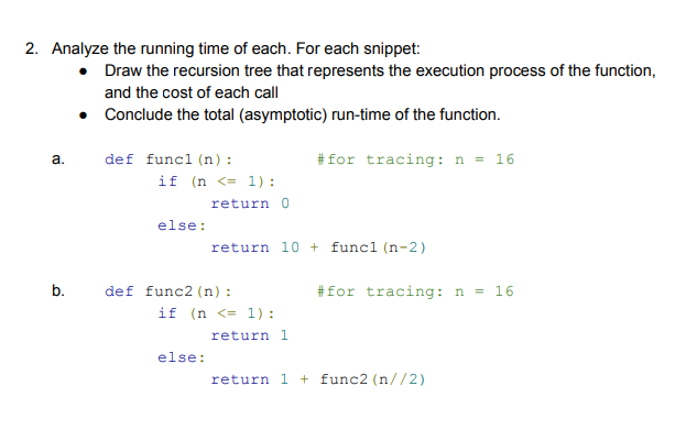 Solved 2. Analyze the running time of each. For each | Chegg.com