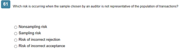 Solved 61 Which risk is occurring when the sample chosen by | Chegg.com