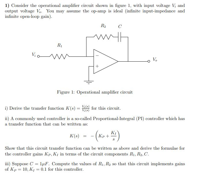 Solved 1) Consider the operational amplifier circuit shown | Chegg.com