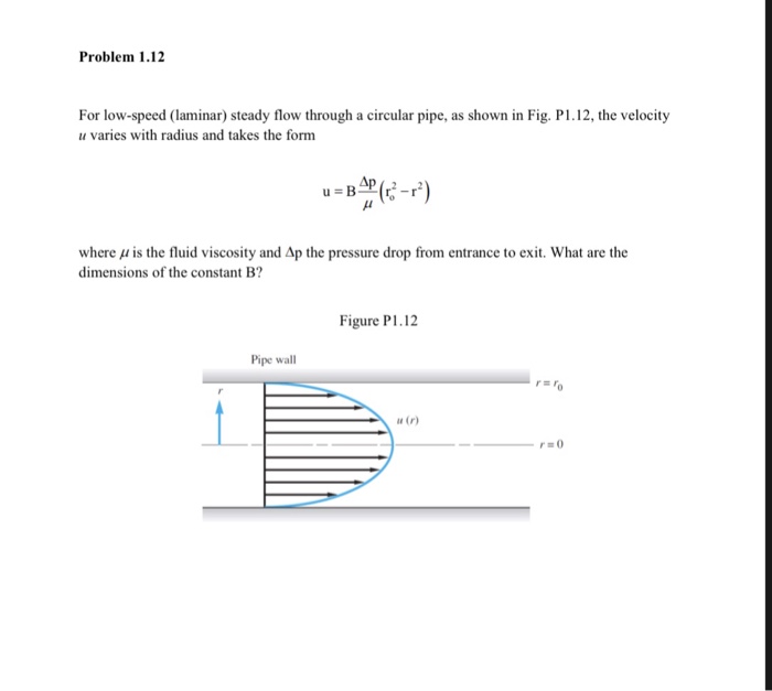 Solved Problem 1.12 For Low-speed (laminar) Steady Flow | Chegg.com