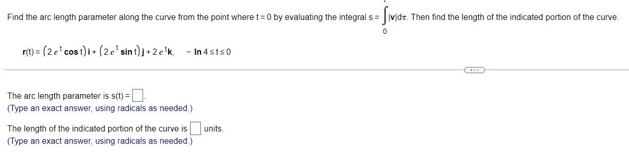 Solved Find the arc length parameter along the curve from | Chegg.com