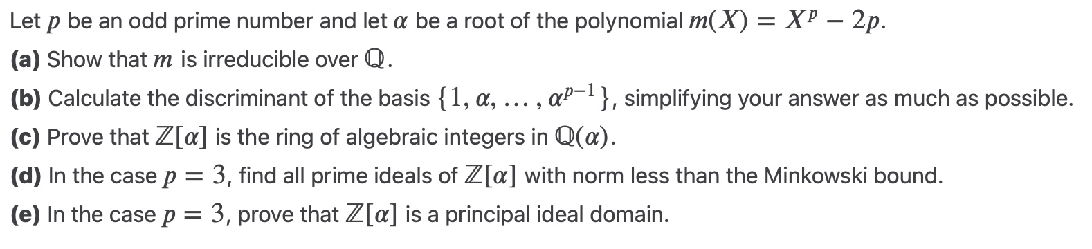 Solved Let P Be An Odd Prime Number And Let α Be A Root Of