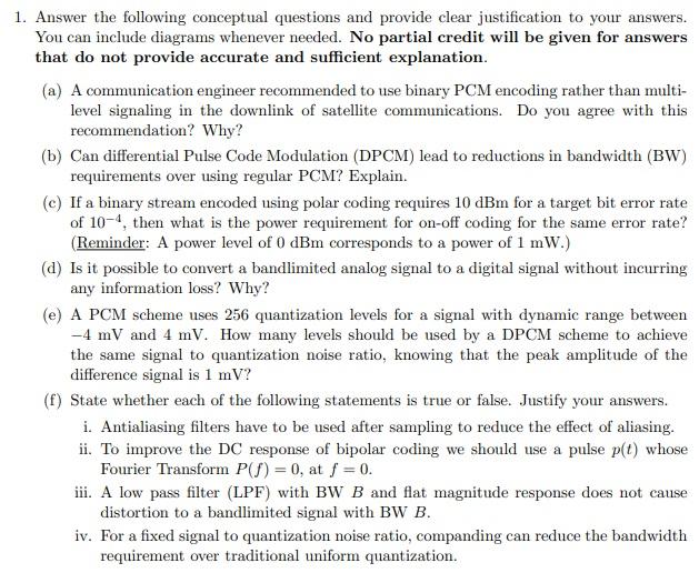 1. Answer the following conceptual questions and | Chegg.com