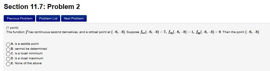 Solved Section 11.7: Problem 2 Previous Problem Problem List | Chegg.com