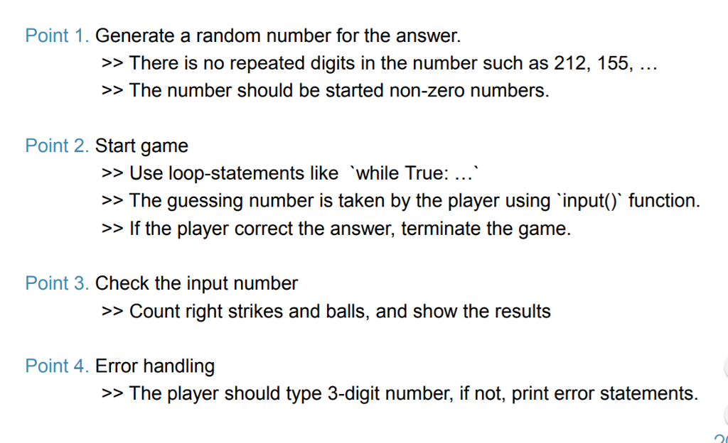 Solved O Let's make a simple game, ‘Guessing Number, 숫자야구) 2 | Chegg.com