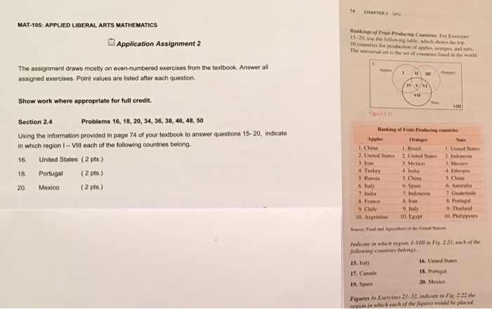 Solved 74 CHAPTER2 Sets MAT-105: APPLIED LIBERAL ARTS | Chegg.com