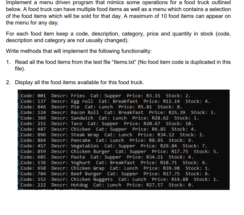 Solved Implement a menu driven program that mimics some | Chegg.com