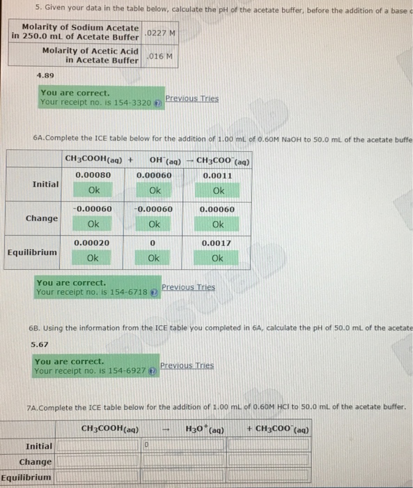 Solved Complete the ICE table below for the addition of 1.00