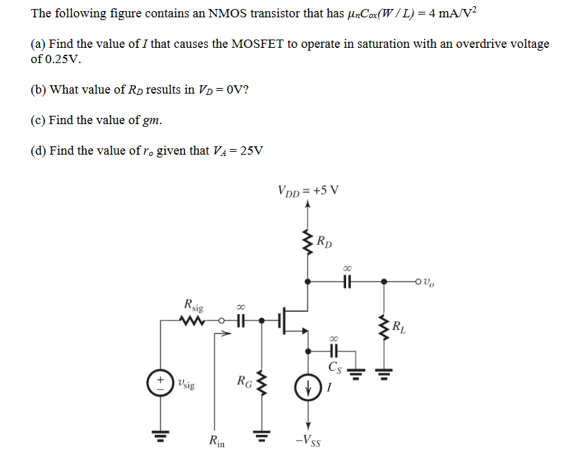 Solved The following figure contains an NMOS transistor that | Chegg.com