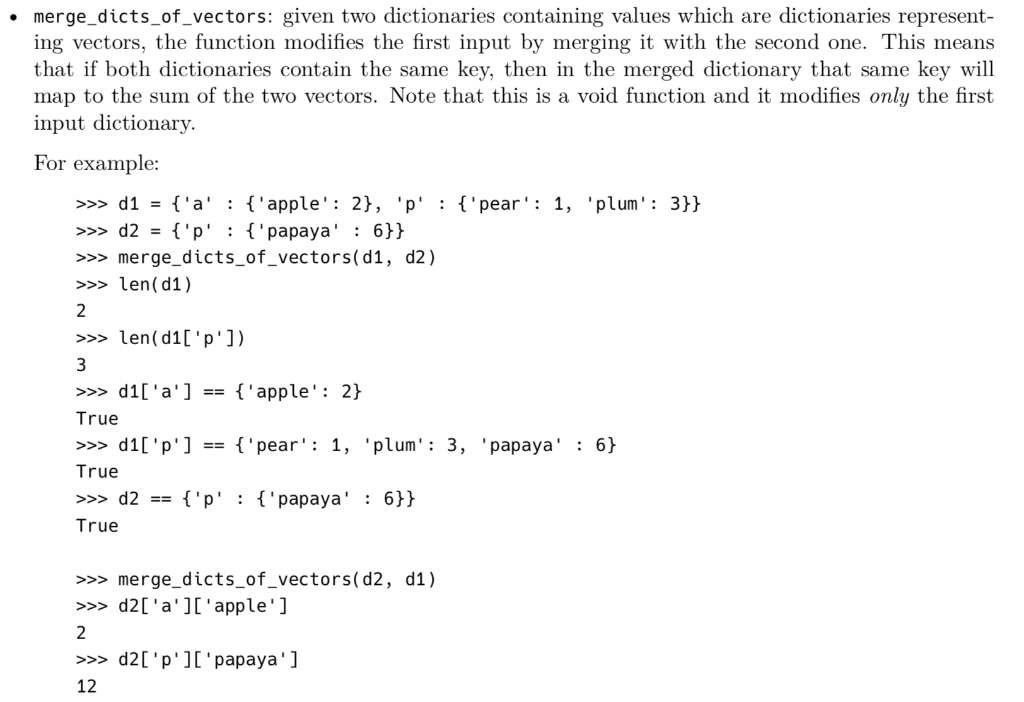 Solved • Merge_dicts_of_vectors: Given Two Dictionaries | Chegg.com