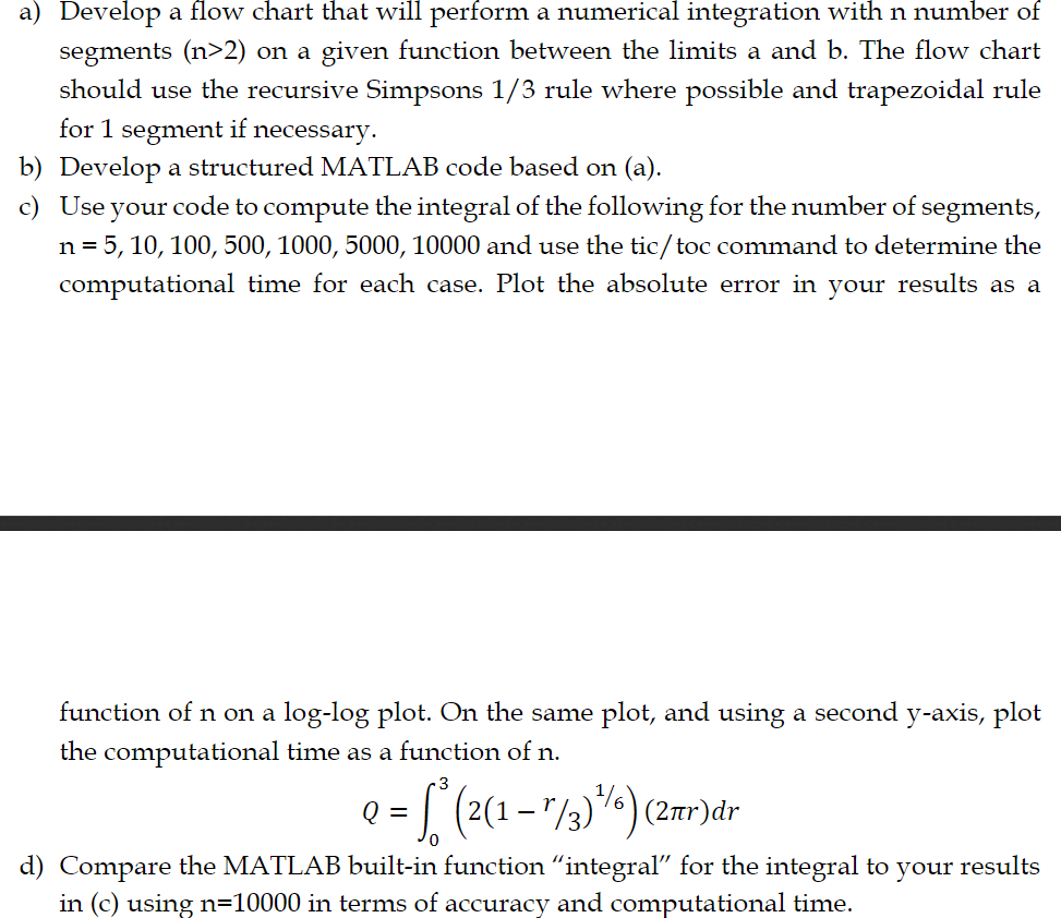 a) Develop a flow chart that will perform a numerical | Chegg.com