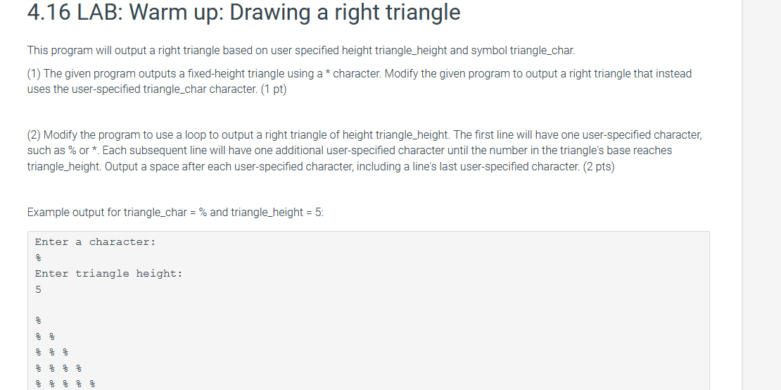 4.16 lab warm up drawing a right triangle