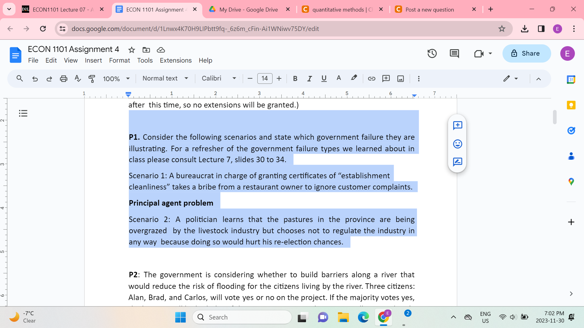 Solved P1. Consider the following scenarios and state which | Chegg.com