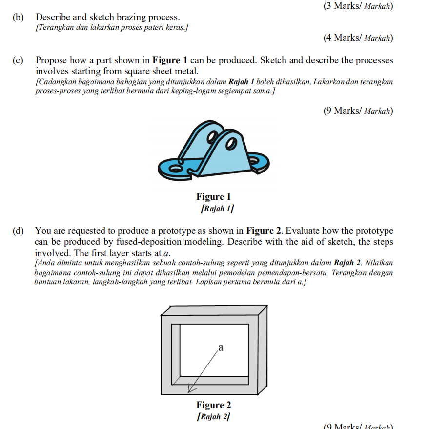 Solved (3 Marks/ Markah) (b) Describe and sketch brazing