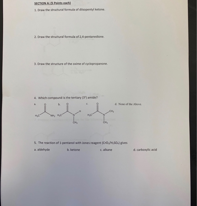 Solved SECTION A:(5 Points each) 1. Draw the structural | Chegg.com