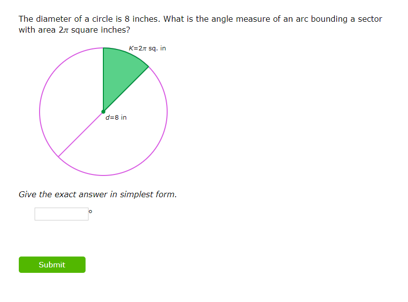 diameter of a circle with area 24.8 square inches