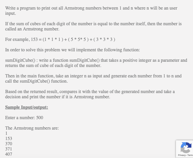 Solved Write a program to print out all Armstrong numbers | Chegg.com