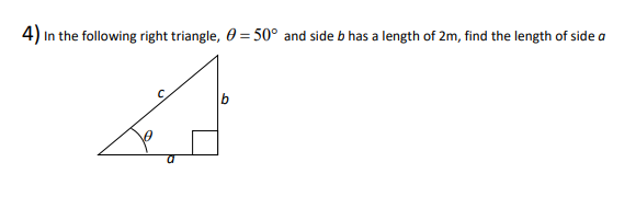 Solved 3) For the right triangle shown, side a has a length | Chegg.com