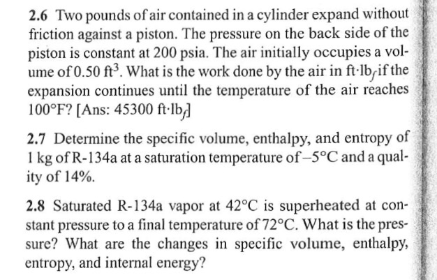 Solved 2.6 Two pounds of air contained in a cylinder expand