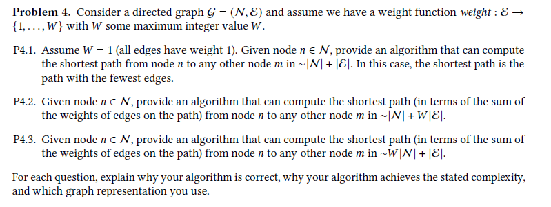 Solved Problem 4. Consider a directed graph G=(N,E) and | Chegg.com