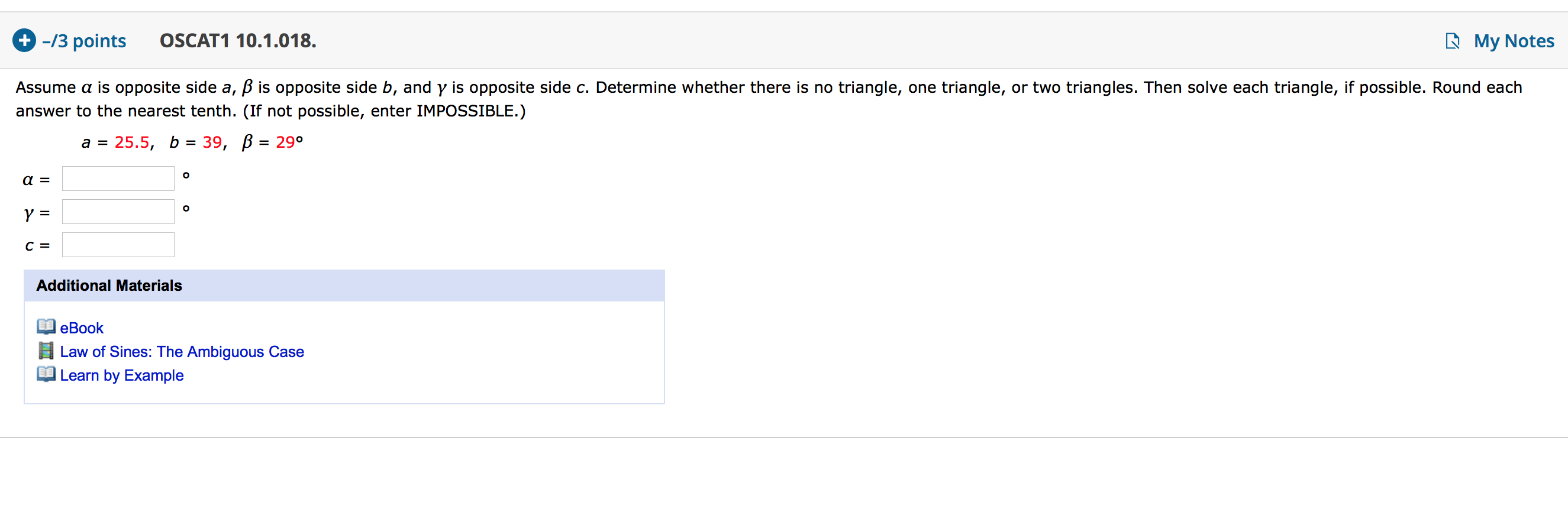 Solved Find the area of the triangle. Round your answer to | Chegg.com