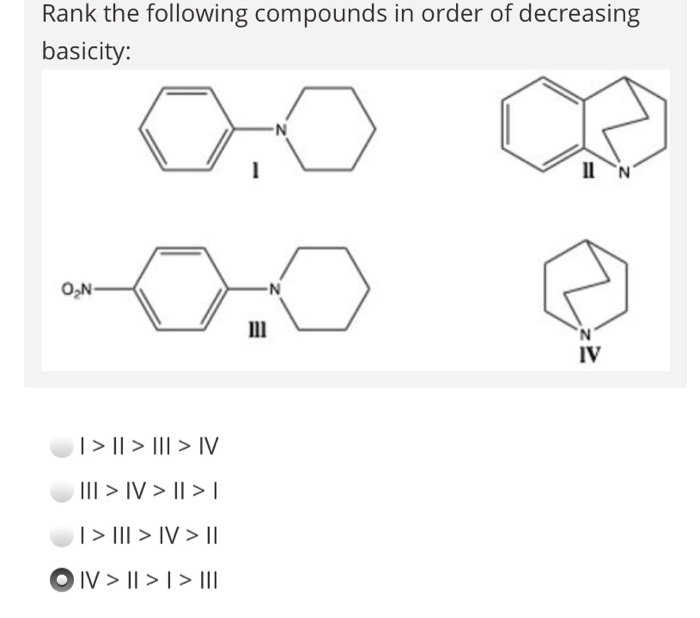 Solved Rank the following compounds in order of decreasing | Chegg.com