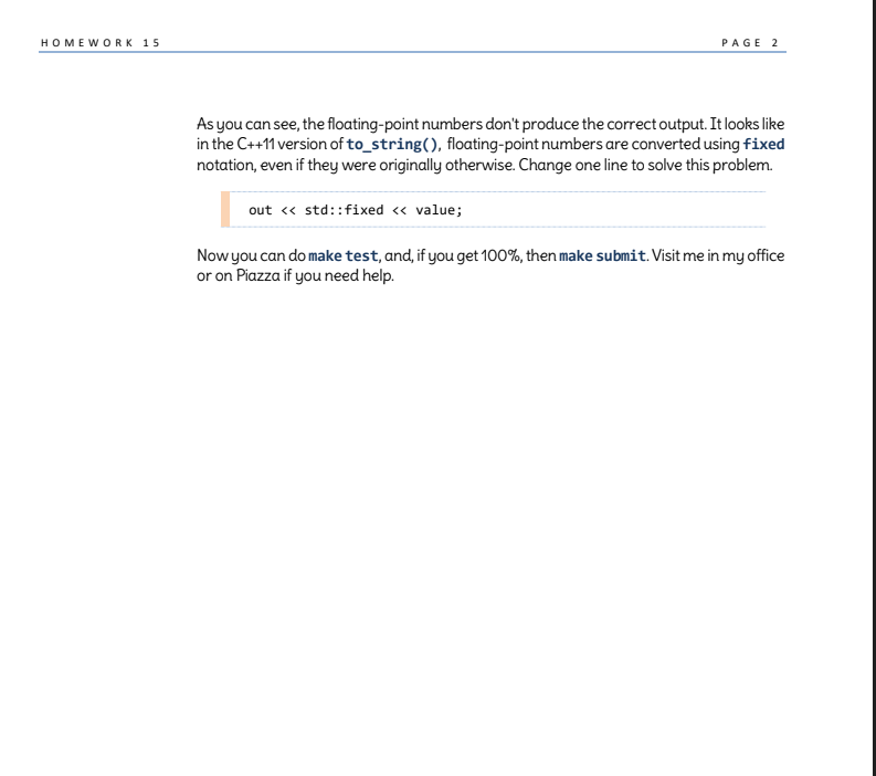Solved Homework 15 Writing to_string Using them to string() | Chegg.com