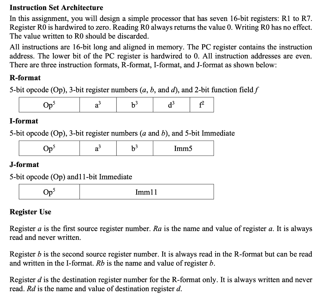 Solved Instruction Set Architecture In This Assignment, You | Chegg.com