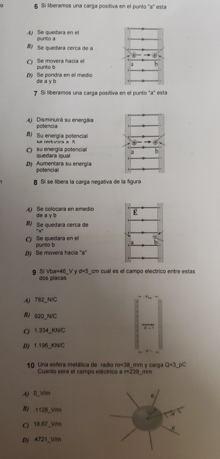 6 Si Liberamos Una Carga Positiva En El Punto "a" | Chegg.com