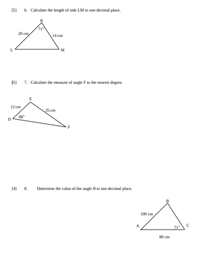 Solved 151 ] 6. Calculate the length of side LM to one | Chegg.com