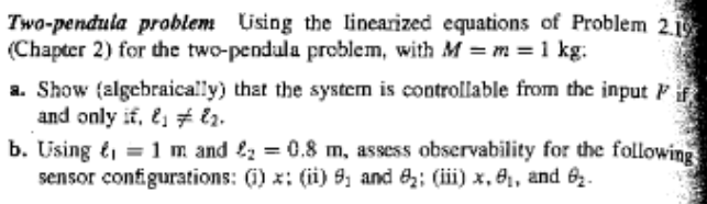 2.19 Two-pendula problem Figure 2.28 shows an | Chegg.com