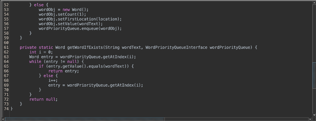 Solved processWord(word, wordPriorityQueue, location); | Chegg.com