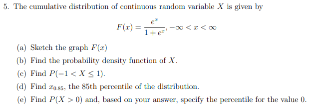 Solved 5. The cumulative distribution of continuous random | Chegg.com