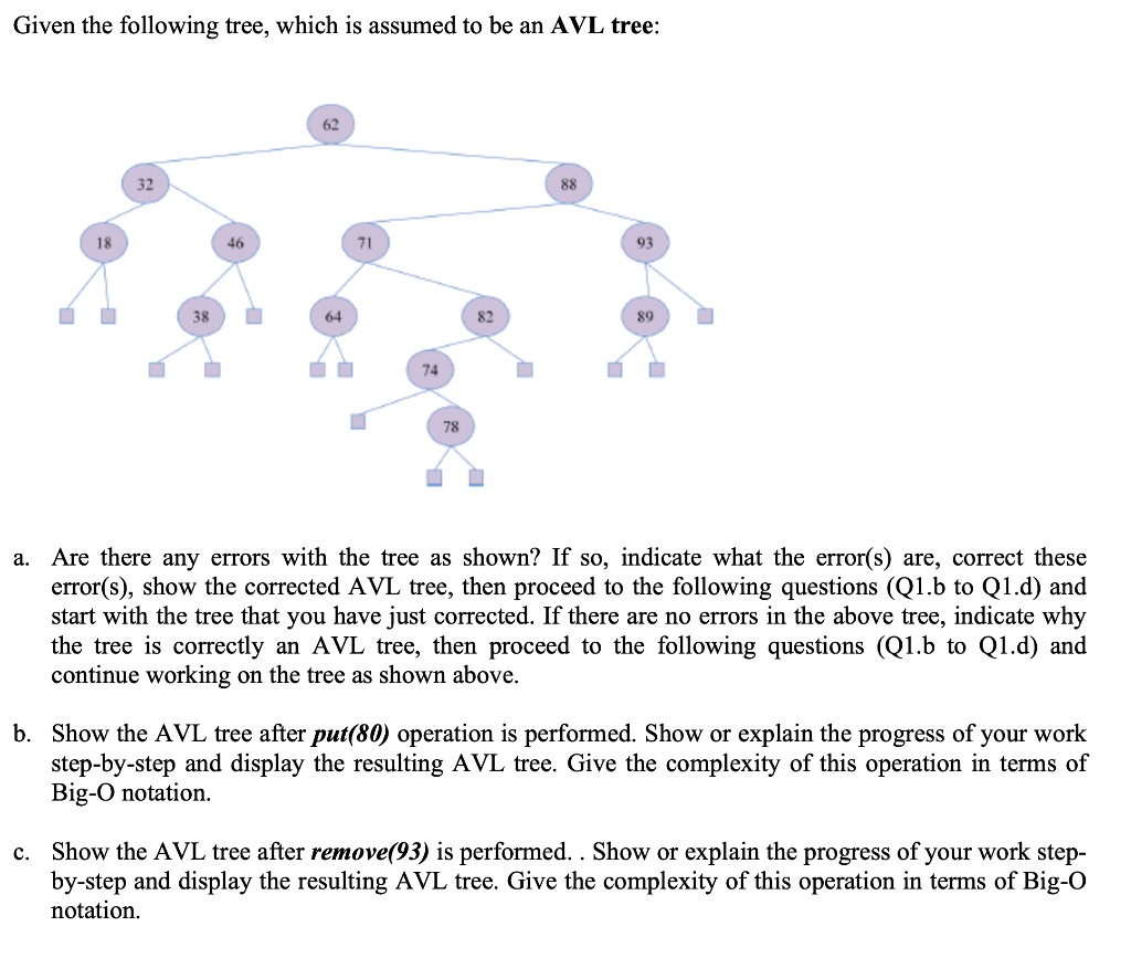 Solved Given the following tree, which is assumed to be an | Chegg.com