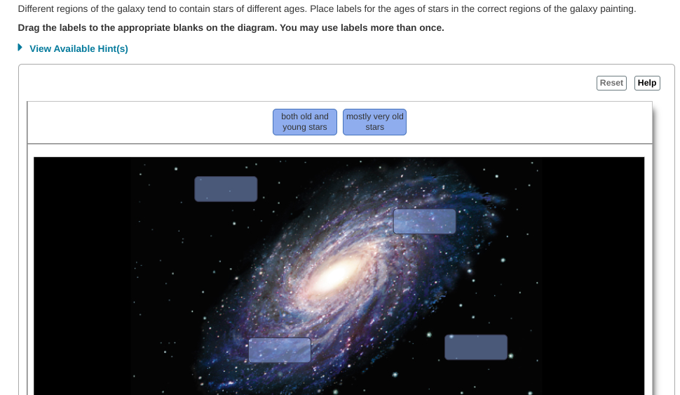 Solved Different regions of the galaxy tend to contain stars | Chegg.com
