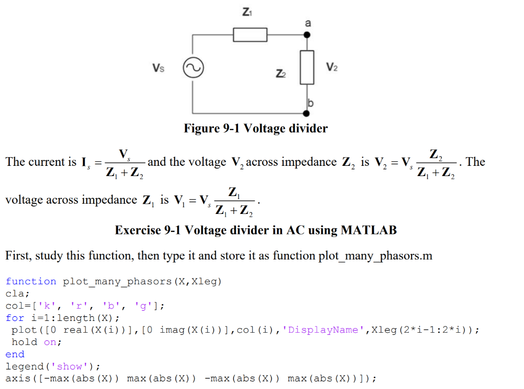 Solved N Vs V2 N Figure 9 1 Voltage Divider The Z The Cur Chegg Com