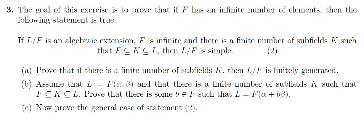 Solved 3. The goal of this exercise is to prove that if F | Chegg.com