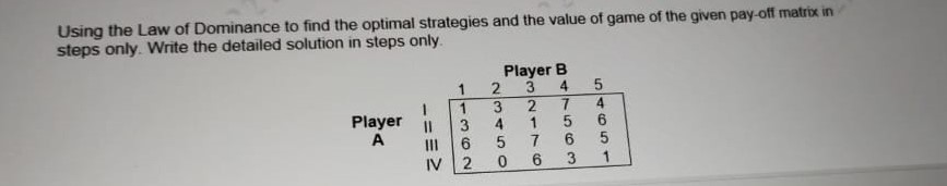Solved Using the Law of Dominance to find the optimal | Chegg.com